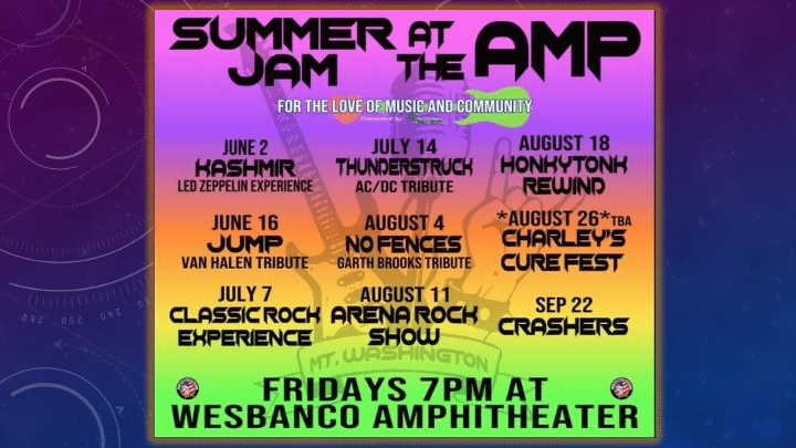 Graphic with information about Summer Jam at the Amp