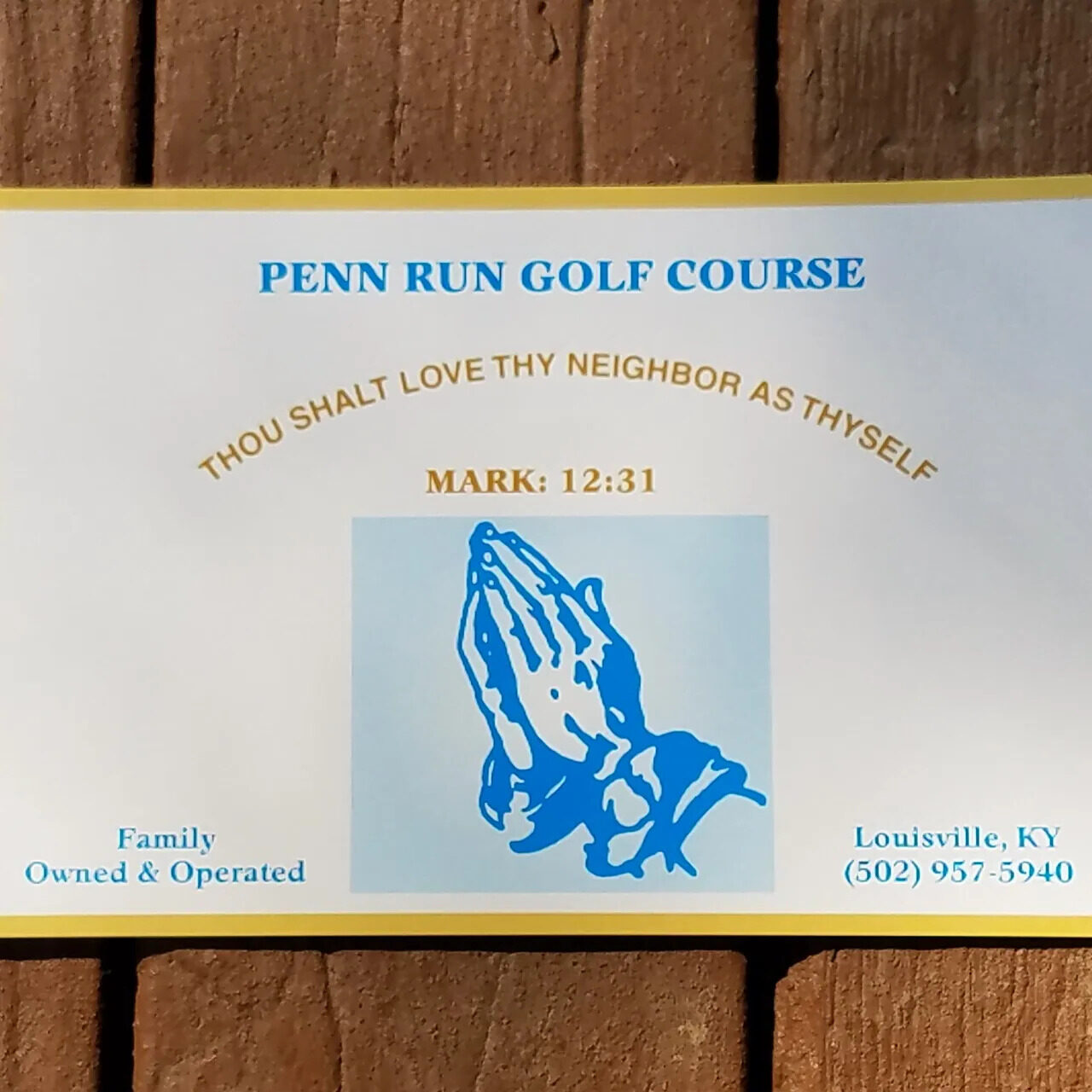 Penn Runn Golf Course Business Card