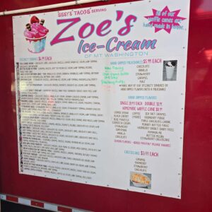 Zoes Ice Cream Menu