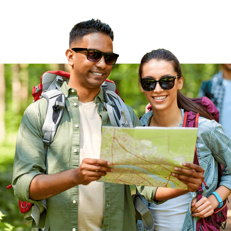 Family Looking at Trail Map